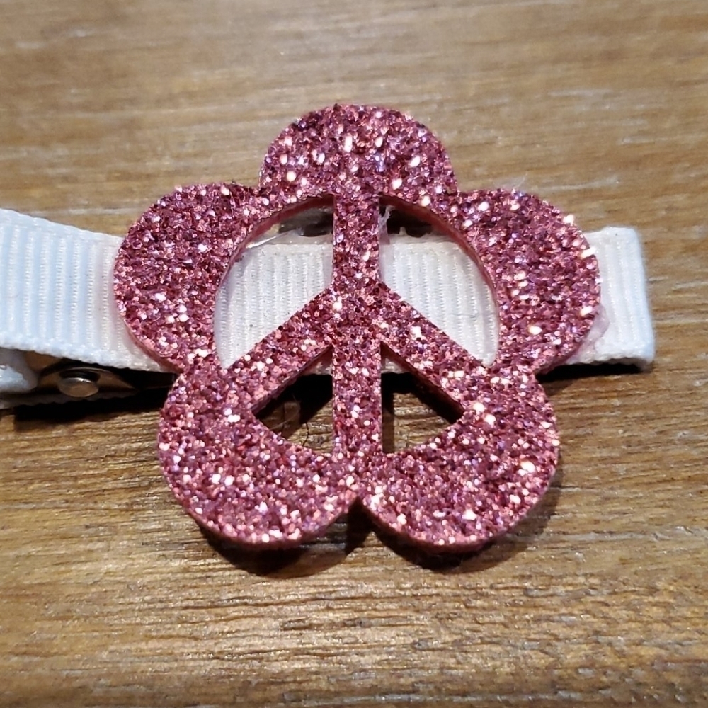 NWT Peace Glitter Hair Clippies - Picture 6 of 8